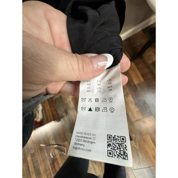 Hugo Boss Helala Textured V Neck Dress Business Wear Size 12 Black - Picture 8 of 11